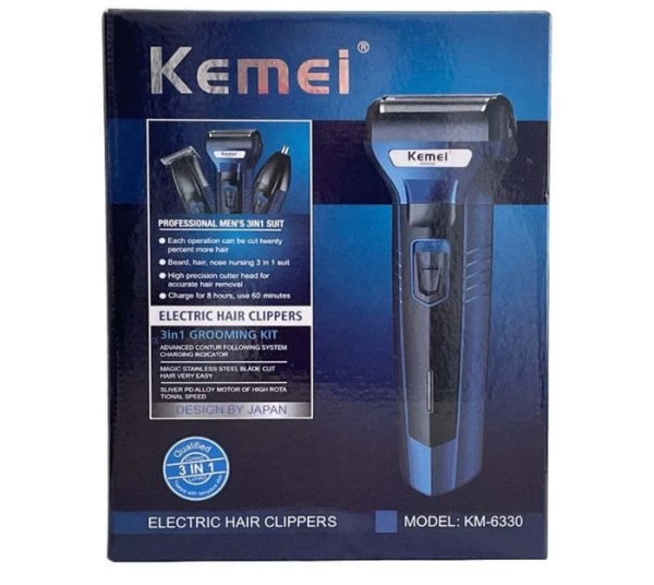 3 In 1 Km-6330 Kemei Rechargeable Shaving Machine Multifunctional Hair Clippers Beard Styling