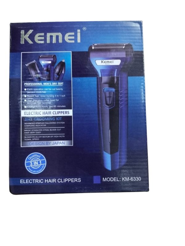 3 In 1 Km-6330 Kemei Rechargeable Shaving Machine Multifunctional Hair Clippers Beard Styling