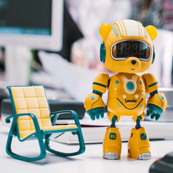 Robot Toys Multifunction Desktop Clock Cute Litter Bear Shape Smart Robot With Chair