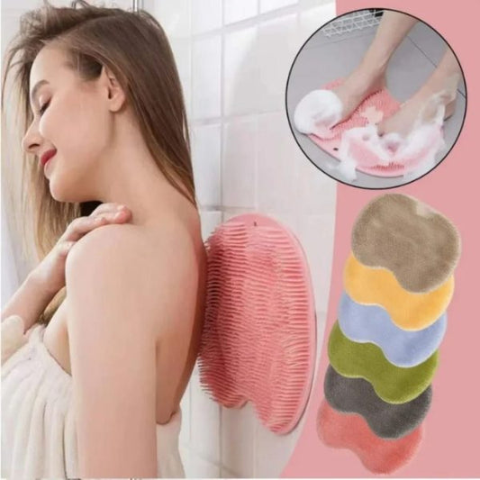 Shower Foot & Back Scrubber Mat, Wall Stick Suction Silicone Bathroom Scrubber