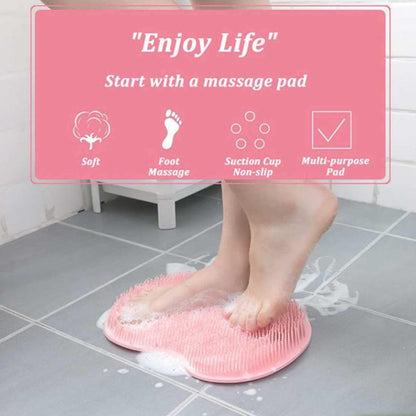 Shower Foot & Back Scrubber Mat, Wall Stick Suction Silicone Bathroom Scrubber