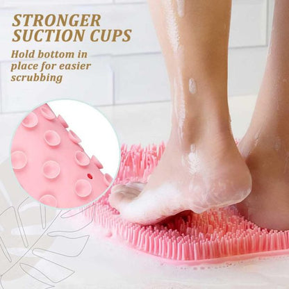 Shower Foot & Back Scrubber Mat, Wall Stick Suction Silicone Bathroom Scrubber